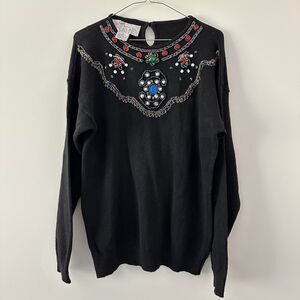 Vintage Naomi Bee Beaded Sweater Women Medium Whimsygoth Witchy Bratz Dopamine